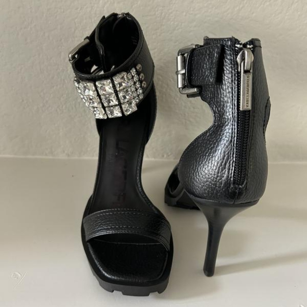 Karl Lagerfeld Black Rhinestone Heels